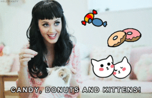 Katy Perry GIF. Artiesten Kauwgom Katy perry Gifs Nerveus Krekels In de war 
