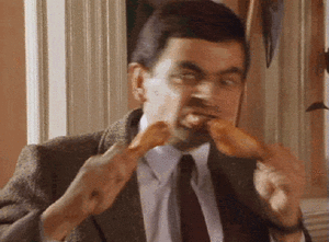 Mr Bean GIF. Films en series Mr bean Voedsel Gifs Het eten Zo waar 