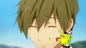 Spongebob GIF. Spongebob Films en series Gifs Gratis Zwemmen anime Makoto Makoto tachibana Tachibana makoto 