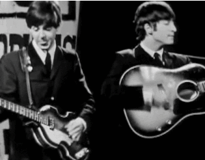 The Beatles GIF. Muziek Artiesten The beatles Gifs Wijnoogst Band Zwart en wit Paul mccartney John lennon George ha 