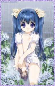 Anime Glitter plaatjes Anime Manga Blauwe Haren Glitter