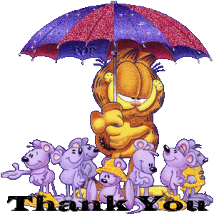 Cartoons Glitter plaatjes Garfield Thank You