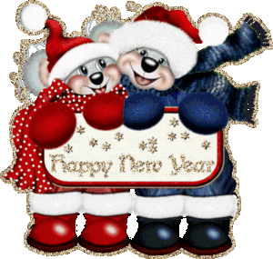 Happy new year Glitter plaatjes Rode En Blauwe Muis Gelukkig Nieuwjaar