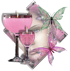 Kaarsen Glitter plaatjes Kaarsen Romantiek Roze Vlinder Glitter