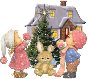 Kerst Glitter plaatjes Sneeuw Huis Kerstboom Kindjes