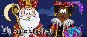Sinterklaas Glitter plaatjes Sinterklaas En Zwarte Piet Met De Tekst Fijn Sinterklaasfeest