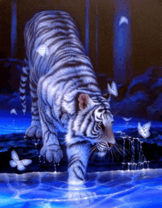 Glitter plaatjes Witte tijger 
