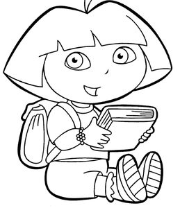 Dora The Explorer Kleurplaat. Kleurplaten Dora the explorer Dora The Explorer Met Boek Kleurplaat