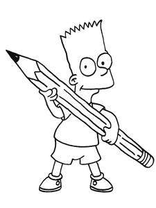 Simpsons Kleurplaat. Simpsons Kleurplaten Tv series kleurplaten Bart Simpson Met Potlood Kleurplaat