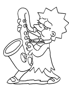 Simpsons Kleurplaat. Simpsons Kleurplaten Tv series kleurplaten Liza Simpson Speelt Saxofoon Kleurplaat