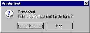 Plaatjes Alert Alert Printer Fout