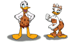 Plaatjes Donald duck Donald En Katrien Duck Verkleed Als Holbewoners Aan Het Dansen