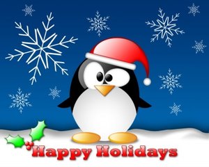 Plaatjes Kerst dieren Pinguin Sneeuw Kristallen Winter Happy Holidays