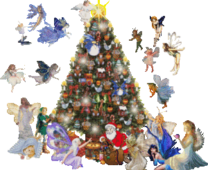 Plaatjes Kerstbomen Feeen Rond Een Kerstboom Met Lichtjes