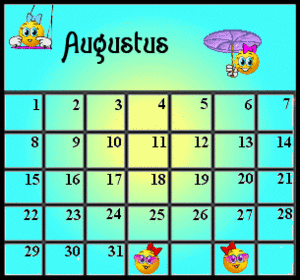 Plaatjes Maanden Augustus Smiley Kalender