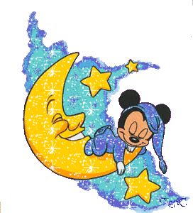 Slapen Plaatjes Slapende Mickey Mouse Op Maan