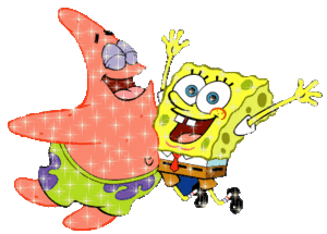 Spongebob Plaatjes Spongebob En Patrick Springen Tegen Elkaar Glitter
