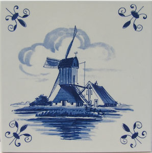 Plaatjes Tegeltjes Hollands Molen Delfts Blauw