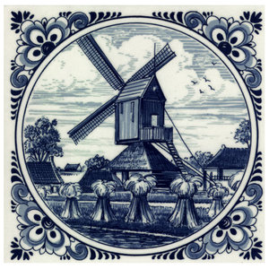 Plaatjes Tegeltjes Molen Delfts Blauw