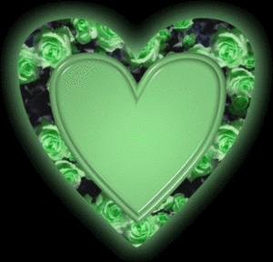Valentijn Plaatjes Groen Hart Met Bloemenrand Groen Roos