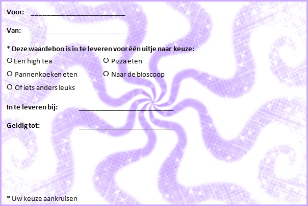 Plaatjes Waardebonnen uitje Waardebon Uitje Paars Spiraal