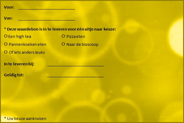 Plaatjes Waardebonnen uitje Waardebon Uitje Geel Bellen