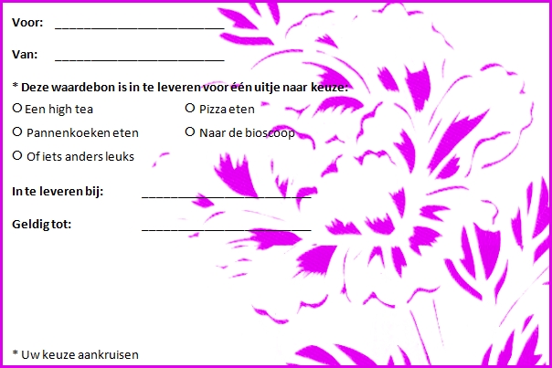 Plaatjes Waardebonnen uitje Waardebon Uitje Roze Klaproos