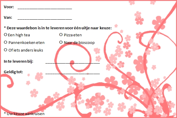 Plaatjes Waardebonnen uitje Waardebon Uitje Rood Sierbloemetjes