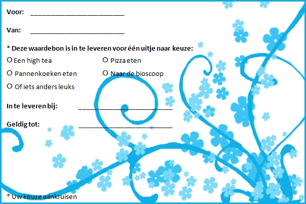 Plaatjes Waardebonnen uitje Waardebon Uitje Blauw Sier Bloemetjes