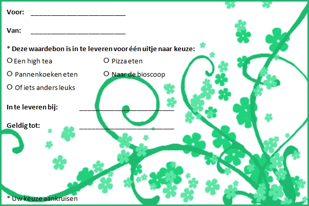 Plaatjes Waardebonnen uitje Waardebon Uitje Groen Sier Bloemetjes