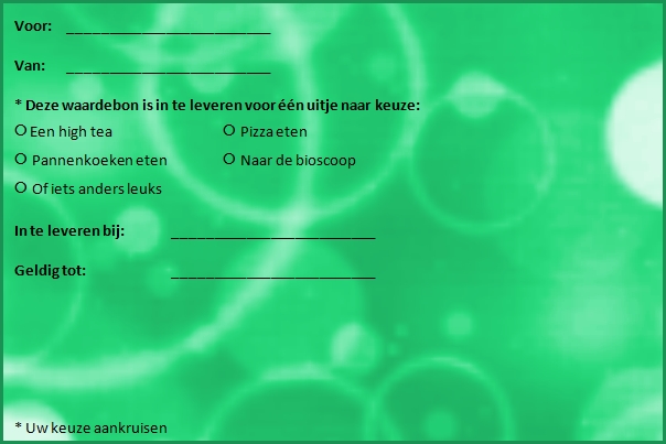 Plaatjes Waardebonnen uitje Waardebon Uitje Groen Bellen