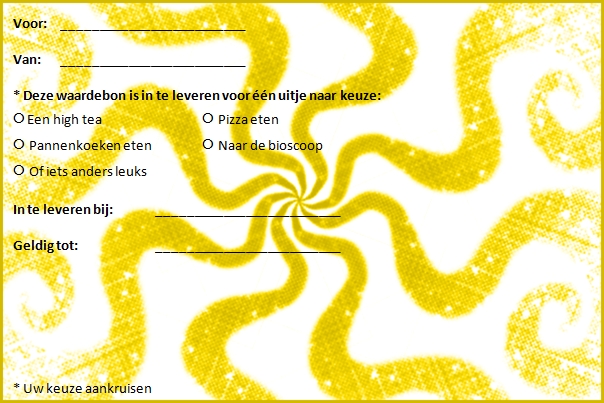 Plaatjes Waardebonnen uitje Waardebon Uitje Geel Spiraal