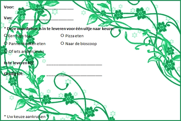 Plaatjes Waardebonnen uitje Waardebon Uitje Groen Bloemensliert