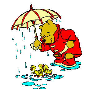 Plaatjes Winnie de pooh Winnie De Pooh Beschermd Eendjes Onder Een Paraplu Omdat Het Regend