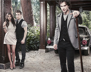 Wallpapers Film en serie The vampire diaries Damon En Stefan Salvator En Elena Gilbert Vampire Diaries