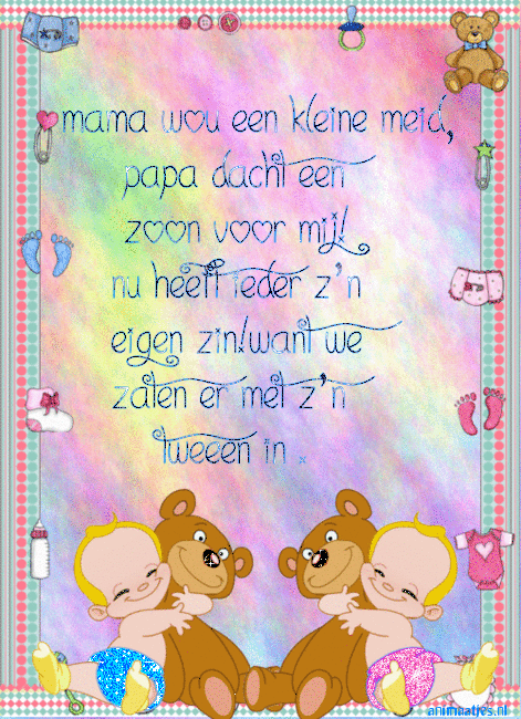 Wenskaarten Geboorte tweeling 